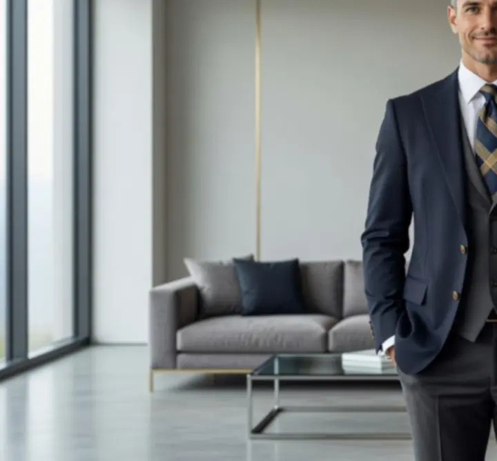 Well-dressed man in a tailored outfit representing bespoke wardrobe consulting