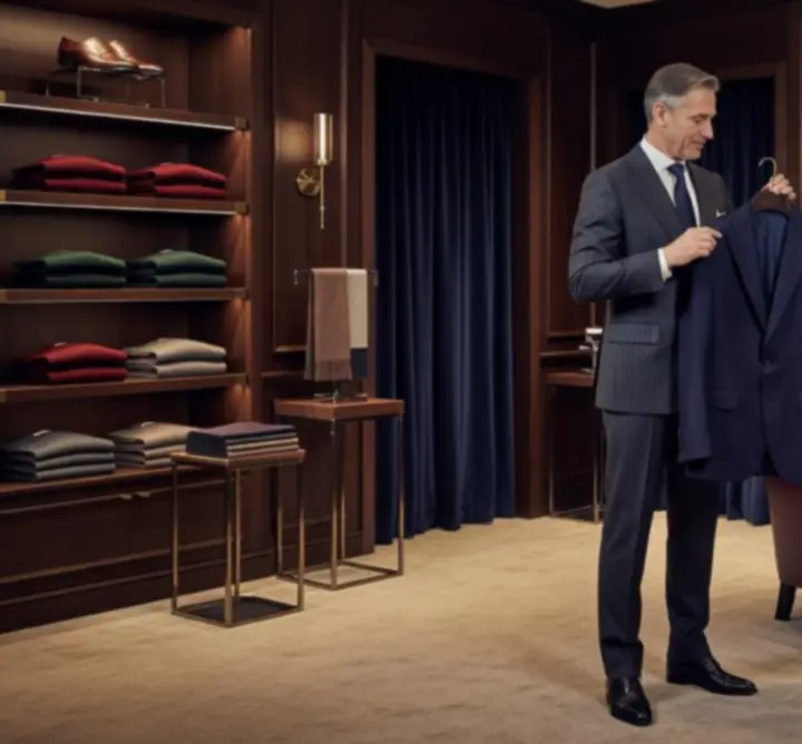 Personal shopping guidance for men's fashion in a modern retail setting