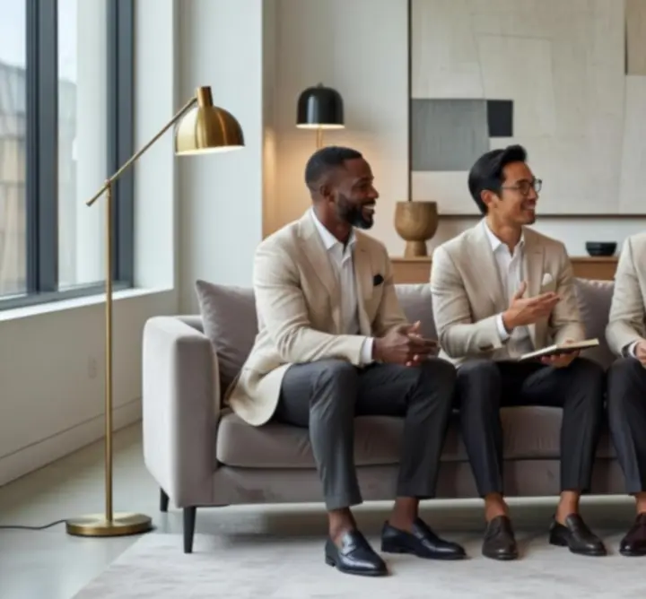 Group of professional men's wardrobe consultants